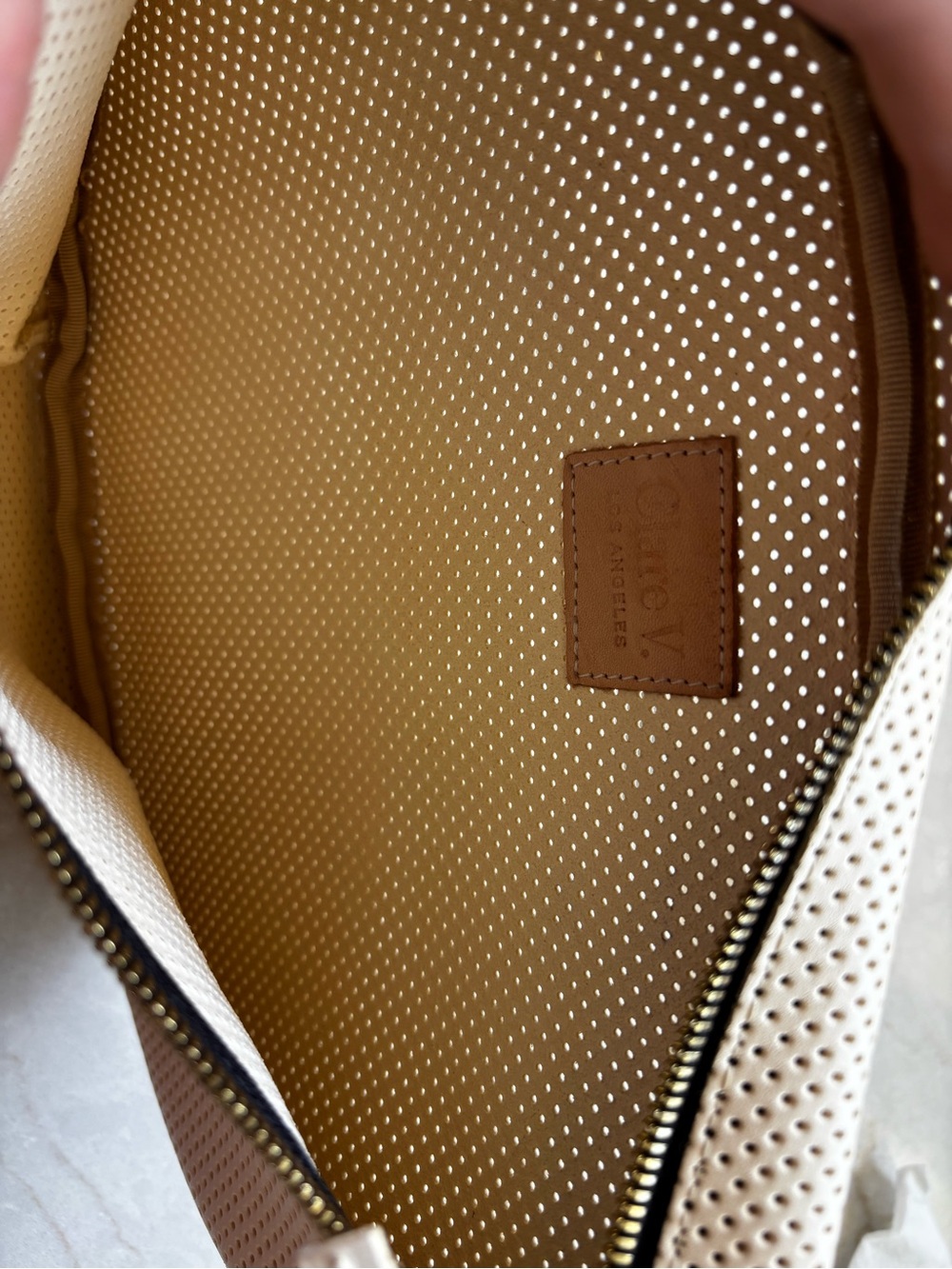 Clare V Grande Fanny Cream Perforated
Leather Crossbody Bag - Picture 10 of 11